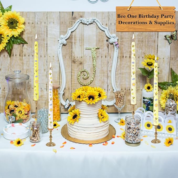 10 Inch Bee Taper Candles Long Tapered Candlesticks for Baby Shower Bee Themed Party Supplies What Will It Bee Gender Reveal Decorations
