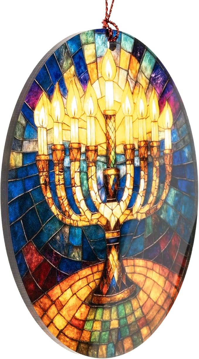 Hanukkah Christmas Ornaments 2025, Spiritual Christmas Tree Ornament Menorah Design, Hanukkah Decorations for Home, Jewish Gifts for Mom Sister Friends, Unique Hanukkahs Gifts