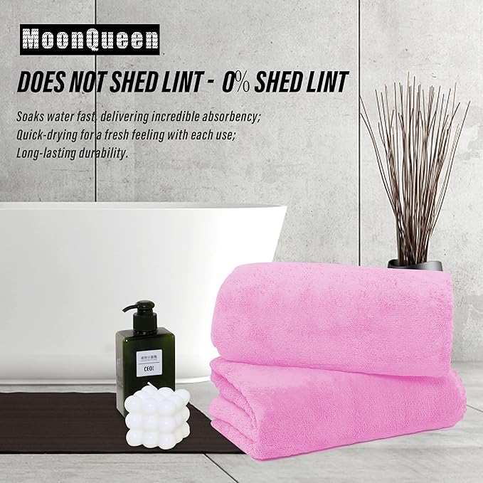 MOONQUEEN 6 Pack Premium Bath Towel Set - Quick Drying - Microfiber Coral Velvet Highly Absorbent Towels - Multipurpose Use as Bath Fitness, Bathroom, Shower, Sports, Yoga Towel (Frozen Berry)