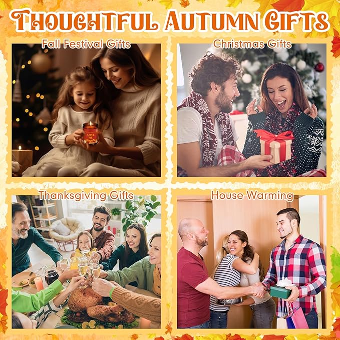4 Pack Happy Fall Y'all Gifts Scented Candles Bulk 7 oz Soy Wax Autumn Fragrance Home Jar Candles Set with Gift Box 4 Harvest Scents for Fall Festival Thanksgiving Day Party Favors