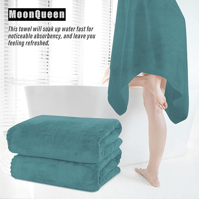 MOONQUEEN 6 Pack Premium Bath Towel Set - Quick Drying - Microfiber Coral Velvet Highly Absorbent Towels - Multipurpose Use as Bath Fitness, Bathroom, Shower, Sports, Yoga Towel (Teal)