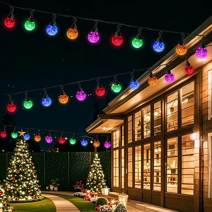 AWQ 20 LED 41FT Globe Ball String Lights, G40 Crystal Bubble Ball Fairy String Lights Plug in with 11 Modes, Timer & Memory Function Extendable for Indoor Outdoor Christmas Home Decor (20)