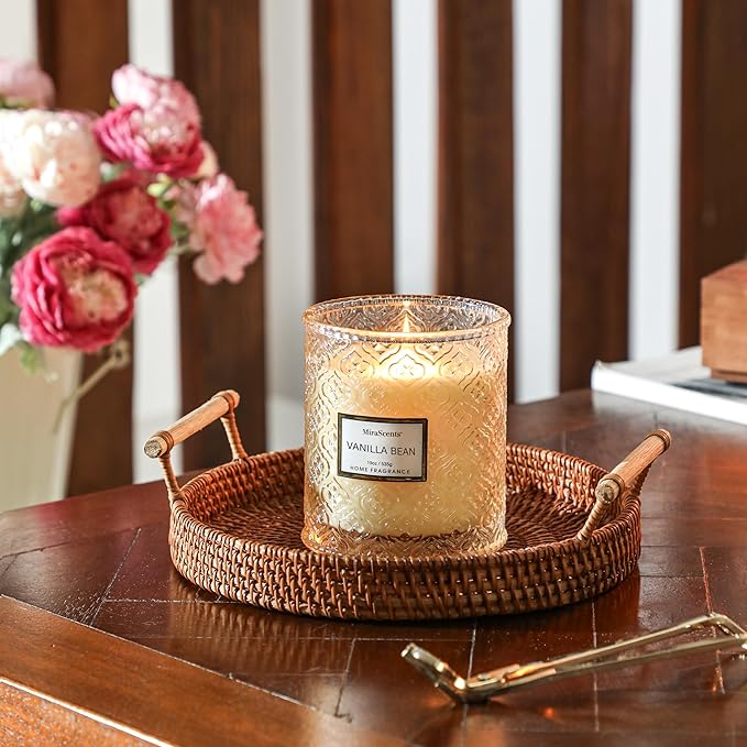 Vanilla Scented Candles, 19oz Aromatherapy Candles Gifts for Women, White Luxury Large Decorative Candles in Glass, Natural Soy Wax for Home