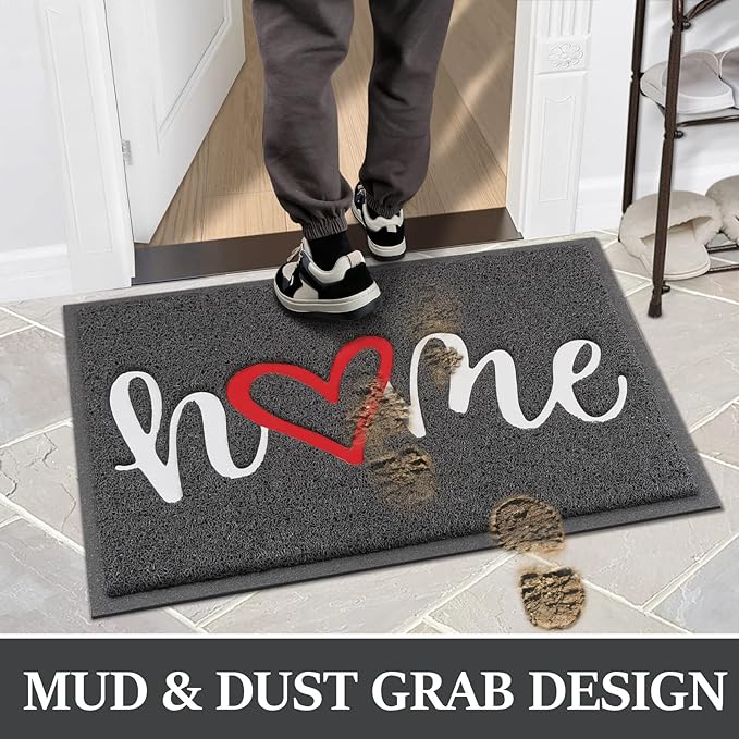 StepLively Door Mat Home Welcome Mats Outdoor and Indoor, Heavy-Duty Low-Profile Non-Slip Durable Front Welcome Mat Doormat for Home Entrance, Outside Entry, Yard, Floor, Patio (35''x24'', Grey)