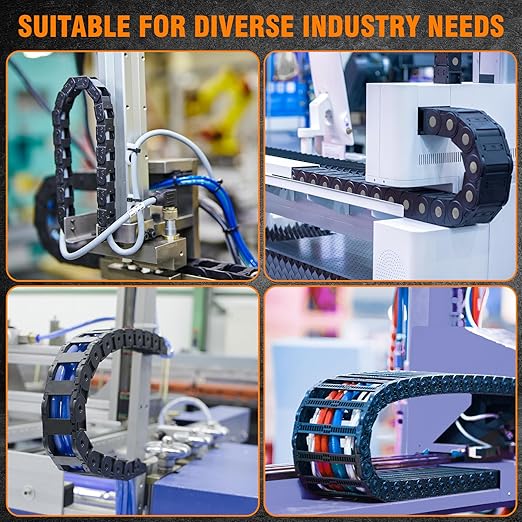 25 x 57mm (Inner H x W) R55 Bridge Type Drag Chain Cable Wire Carrier Protection Chain 39.3inch/1M for 3D Printer and CNC Router Mill,Black Plastic Nylon