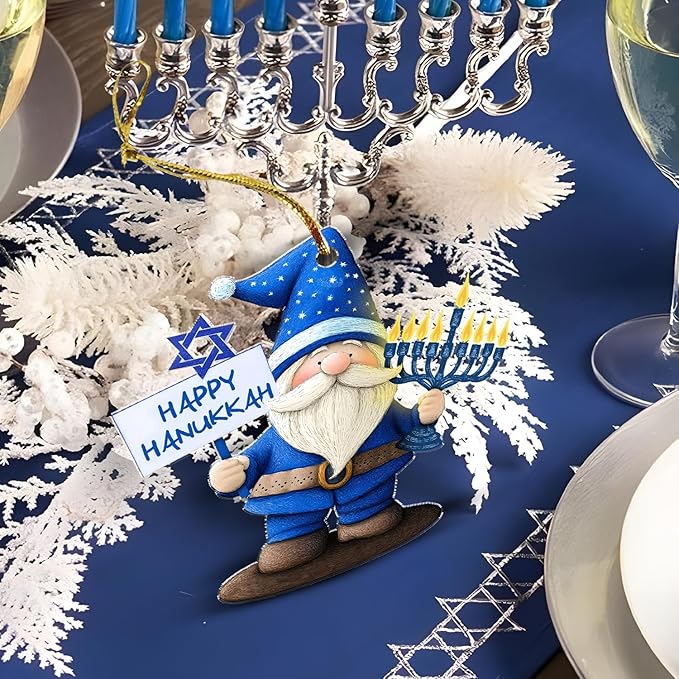 Personalized Gnome Ornament - Star of David Ornament, Custom Hanukkah Ornaments for Tree, Jewish Ornaments, for Women Men, Keepsake for Chrismukkah Decorations