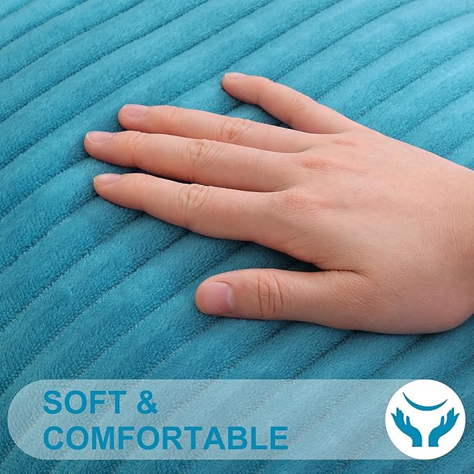 Simmore Decorative Throw Pillow Covers 26x26 Set of 2, Soft Natural Plush Flannel Double-Sided Fluffy Couch Pillow Covers for Sofa Living Room, Teal