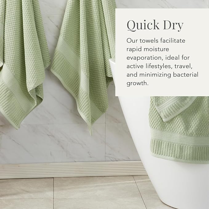NY Loft 100% Cotton Hand Towel 6 Pack Hand Towel Set | Super Soft & Absorbent Quick-Dry Hand Towels 16" x 28" |Textured and Durable Cotton | Trinity Collection (6 Pack Hand Towel, Sage)