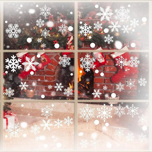 Snowflake Window Clings for Glass Windows Snow Spray, 321PCS Christmas Window Clings Winter Xmas Holiday Window Stickers Decals Decor, 9 Sheets Christmas Decorations for Office Clearance Indoor