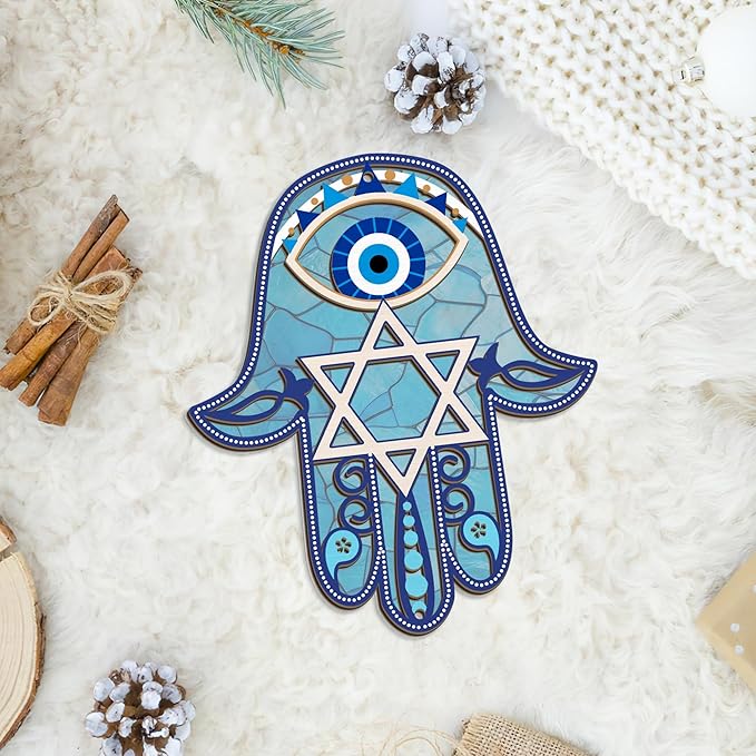 FLAGWIX Hanukkah Gifts for Women, Men - Christmas Ornament 2025, Hamsa Hand, Fatima Home Decor, Housewarming Gift Ideas, Spiritual Gifts - Christmas Decorations, Single Suncatcher Ornament