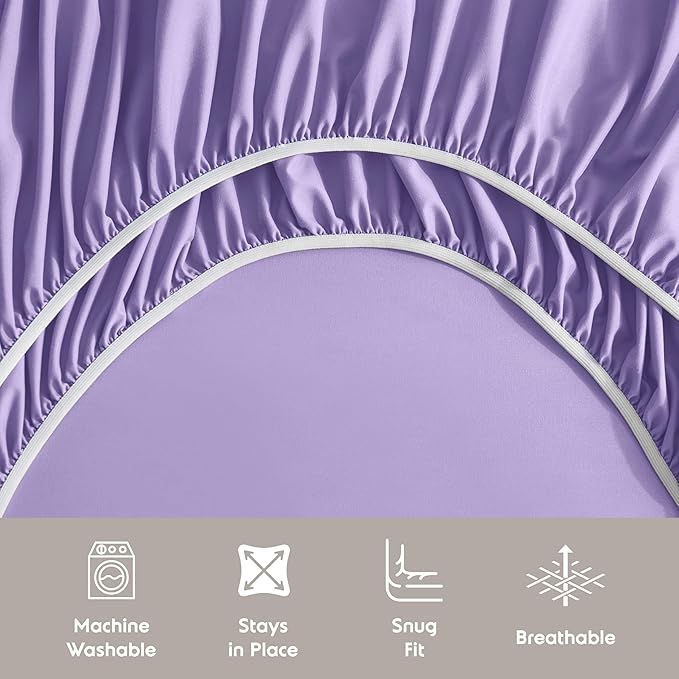 Nestl Extra Deep King Sheet Set - 6 Piece Breathable & Cooling Sheets - Hotel Luxury Bedding Set w/18-24 Inch Deep Pockets - Easy & Secure Fit - Super Soft, Wrinkle Free & Comfy - Lavender
