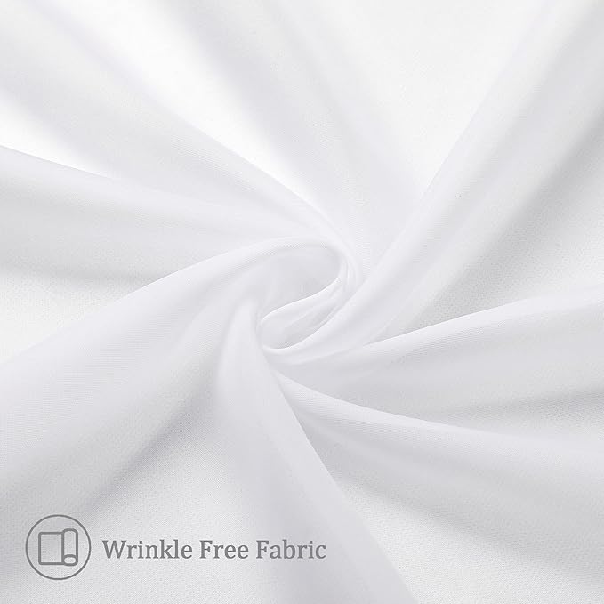 Aiyufneg White Sheer Valance for Window Curtains 24 Inch Length, Light Filtering Kitchen Valances, Small Voile Sheer Curtains for Living Room/Bathroom/Basement, Dual Rod Pocket, 2PCS, 40W x 24L Inch