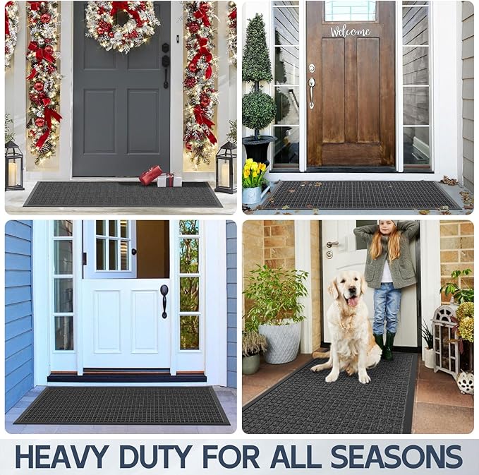 Indoor Outdoor Front Door Mats, 72" x 36" Rubber Backing Non Slip Durable Welcome Floor Mats for Patio, Garage Entrance, Stain and Fade Resistant Commercial Doormats for High Traffic