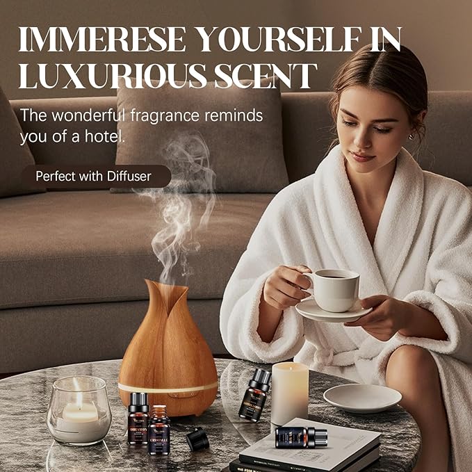 Hotel Diffuser Oils Gift Set, Essential Oils for Diffusers for Home, Luxury Fragrance Oil Set, Candle & Soap Making Scents, Jasmine & Mint, White Tea, My Way, Dream On, Hotel Lobby, Crystallé