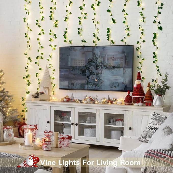 JMEXSUSS Vines Lights for Bedroom, 200 LED Vines Fairy Lights, Artificial Ivy Leaf Light for Wall Curtain Wedding Party Indoor Decor, 6.5ft x 6.5ft with Remote