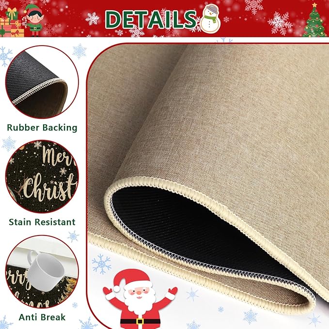Christmas Snowflake Snowman Kitchen Rugs and Mats Non Skid Washable Set of 2, Xmas Kitchen Mats for Floor Decor