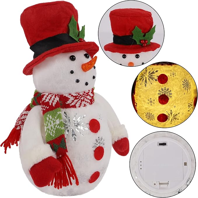 Lighted Christmas Table Decorations, LED Lighting Snowman Tabletop Figurine, Winter Xmas Decor for Home Indoor Kitchen Room Holiday Party