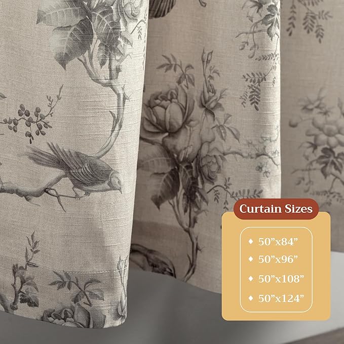 Maison d' Hermine Curtains for Living Room 100% Cotton 108 inch Length One Panel Light Filtering Curtains for Bedroom Windows with Rod and Loop Pockets Drapes (Turin, 50" W x 108" L)