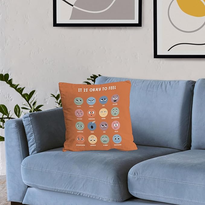 Nogrit Counseling Office Must Haves Throw Pillow Cover, Calming Corner, Mental Health Pillowcase Decor for Home Kids,Mental Health Counselor Gifts, Calming Corner Pillow Covers 18x18 Earthy Yellow