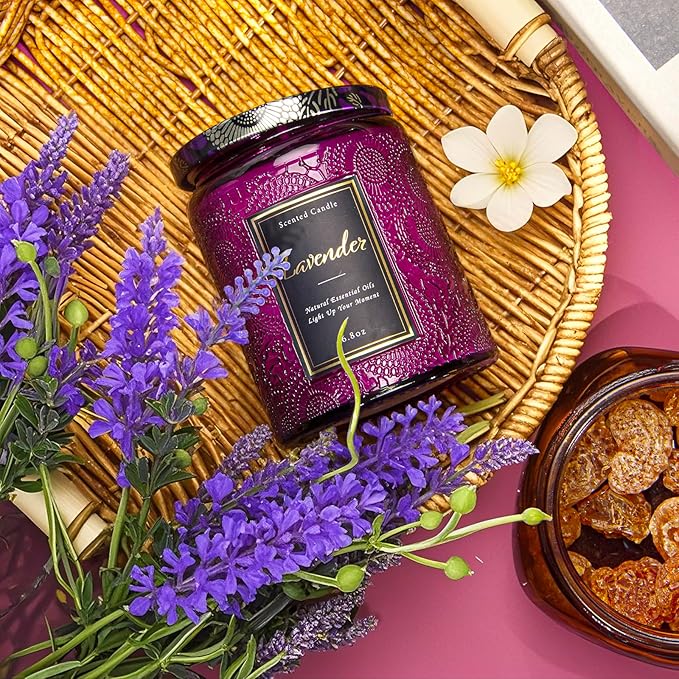 Scented Candle 6.8 oz Lavender – Long-Lasting and Clean Burn with Natural Soy Wax – Gift for Women and Men – Ideal for Relaxation, Stress Relief, and Home Décor