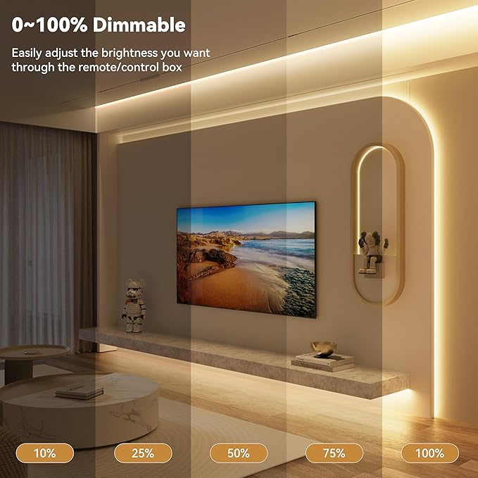 PAUTIX COB LED Strip Light 16.4ft,Engineering Level UL Listed Warm White 3000K,CRI93+ Super Bright High Lumen,Dimmable 24V Flexible LED Tape Light with RF Remote,for Cabinets,Home&Office DIY Lighting