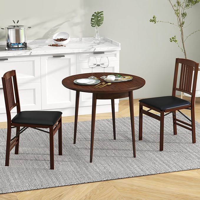 GOFLAME Folding Dining Chairs Set of 4, Foldable Chairs with Padded Seat and Rubber Wood Legs, 4 Pack Armless Kitchen Side Chairs for Living Room, Dining Room, Restaurant