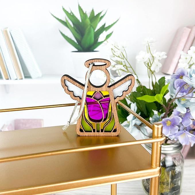 Tulip Ornament - Pink Flower Decorations - Tiered Tray Decor - Unique Christmas Tree Decorations - Sister Birthday Gift Ideas - Wooden - 3.5" (H)