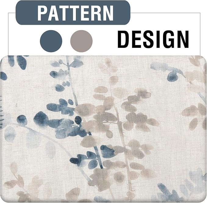 H.VERSAILTEX Linen Sheer Curtains for Living Room Sheer Panels 84 Inches Long Light Filtering Tab Top Window Treatment Drapes for Bedroom, 2 Panels, Vintage Classical Floral Print Bluestone and Taupe
