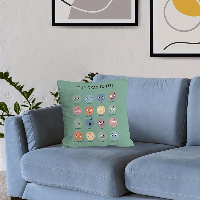 Nogrit Mental Health Pillowcase Decor for Counseling Office Must Haves Throw Pillow Cover, Calming Corner,Mental Health Counselor Gifts, Calming Corner Pillow Covers 18x18 Green