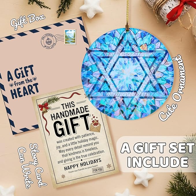 Star of David Ornament with Hologram Effect β Hanukkah Gift, Christmas Stars Decor, Jewish Tree Decoration, Christmas Hanukkah Acrylic Ornament, Judaica Spiritual Gifts