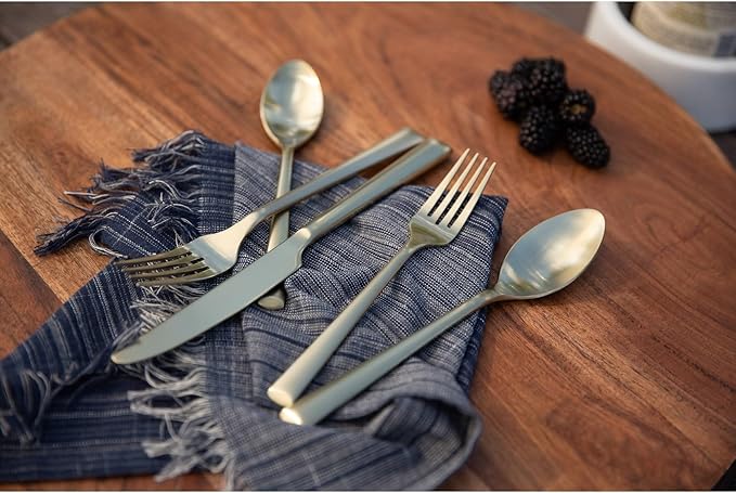 Cambridge Silversmiths Gilda Champagne Satin 20-Piece Flatware Set, Service for 4