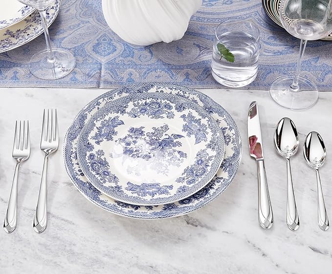 KEAWELL Premium Astra Flatware Set, 45-Piece Silverware Set for 8, Mirror-Finished 18/10 Stainless Steel, Modern Cutlery Dishwasher Safe for Meals and Gatherings (45, Silver)