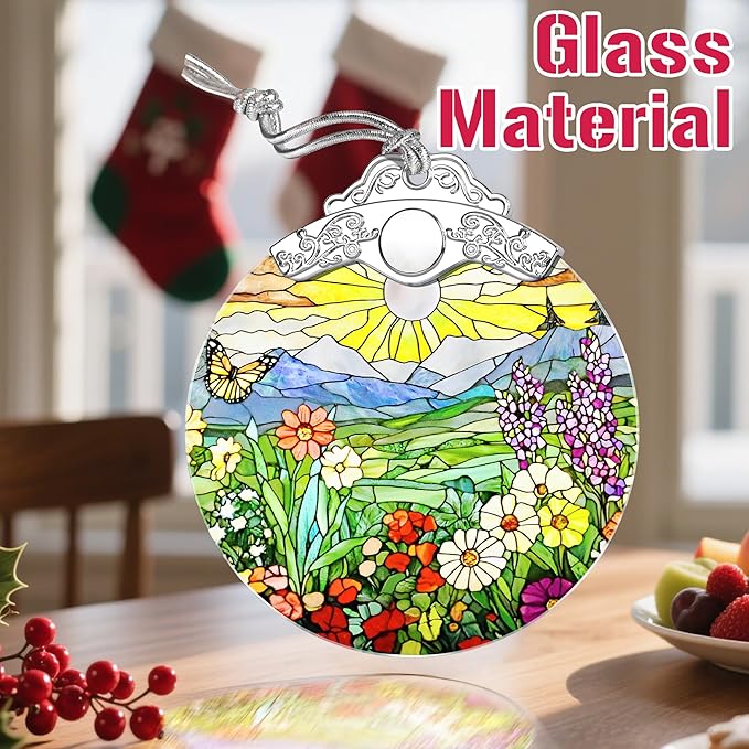 Stained Glass Ornament, Christmas Ornament, Hanging Ornaments for Home Decor & Christmas Tree Ornaments – Exquisite Holiday Decor, Xmas Gifts & Holiday Present - Wildflowers
