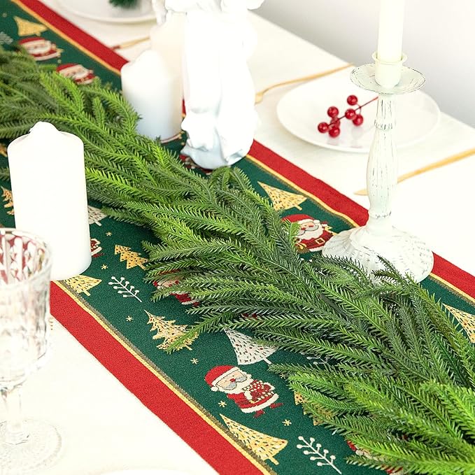 6 Ft Christmas Norfolk Pine Garland, Dense Norfolk Pine Realistic Touch Garland, Artificial Pine Greenery Garlands for Christmas Holiday Mantle Fireplace Table Home Decor