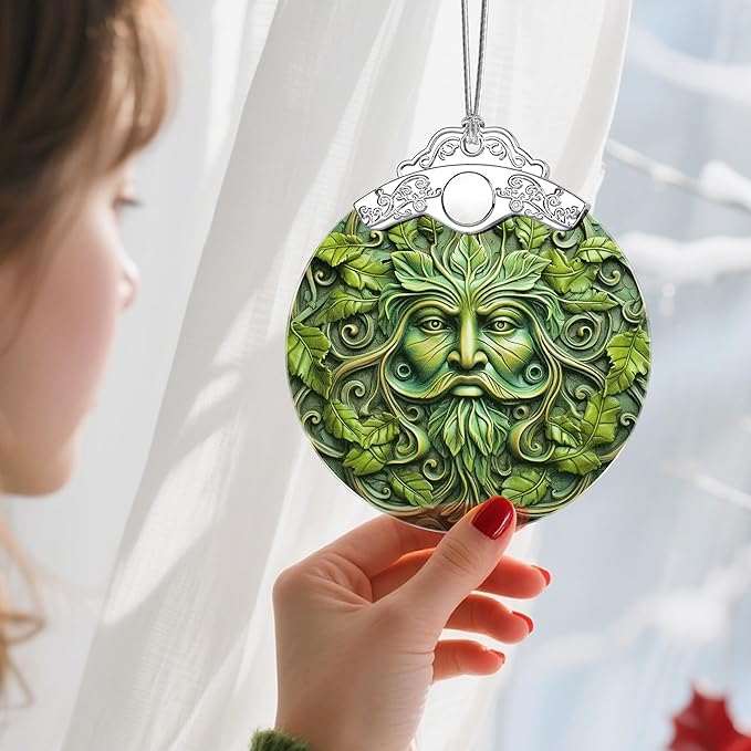 Christmas Ornaments: Stained Glass Ornament, Christmas Tree Ornament, Hanging Ornaments for Home Decor & Xmas Tree Decorations – Exquisite Holiday Decor, Gifts & Holiday Present - Green Face