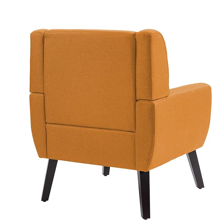 UIXE Accent Chair, Modern Upholstered Armchair in Fabric for Living Room, Comfy Club Arm Chairs Single Sofa Button Tufted Bedroom Reading Seat - Orange, Set of 2