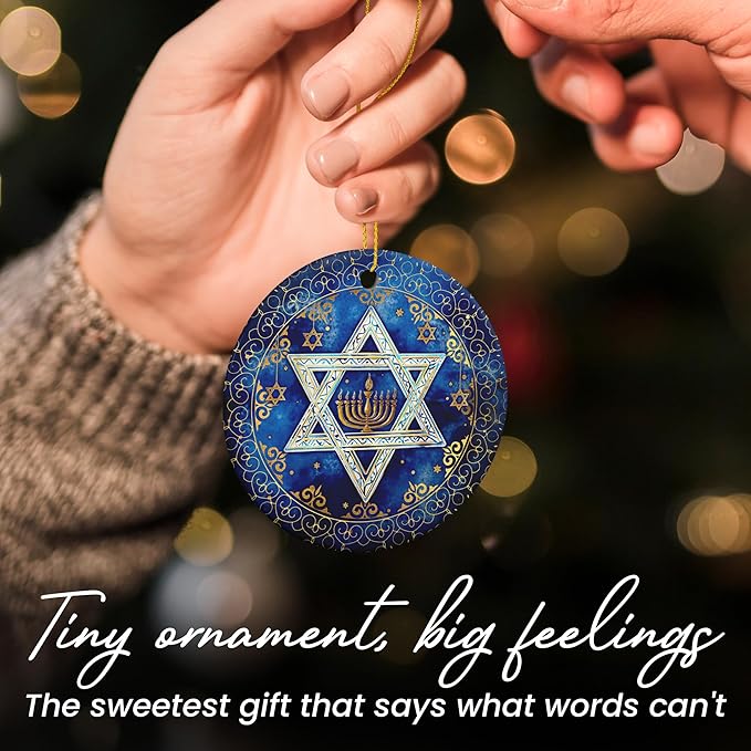 FLAGWIX Hanukkah Gifts for Men Women - Ceramic Christmas Ornaments 2025 for Tree Decorations - Hanukkah Decorations for Home, Spiritual Christmas Tree Ornaments, Jewish Gifts for Mom Sister Friends