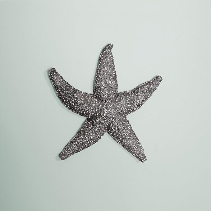 Howard Elliott Decorative Deep Starfish Figurine Hanging Wall Art for Home & Garden Decor, Silver Leaf Finish Abstract Decorative Sea Animal Figure for Tabletop & Wall Decoration 12 x 11 Inch, Small