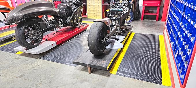 Rhino Mats, American Classic Diamond Anti-Fatigue Mats, Industrial Ergonomic Comfort Standing Mat for Work, Home, Garage, Office, Kitchen or Anywhere (Black/Yellow 1" Thick, 3 FT. x 22 FT.)