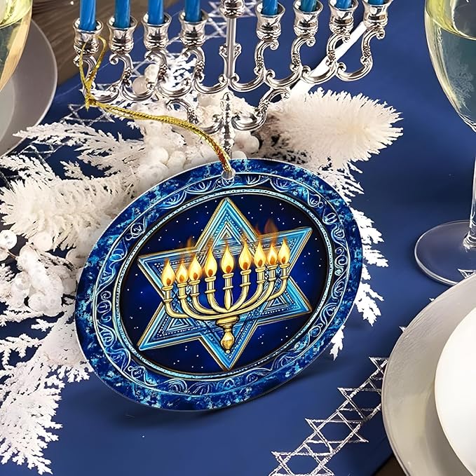 Star of David Hanukkah Ornaments - Hanukkah Ornament for Tree, Menorah Jewish Ornaments, for Women Men, Christmas Hanging Decor