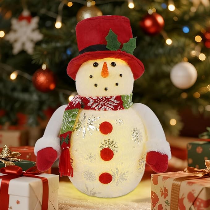 Lighted Christmas Table Decorations, LED Lighting Snowman Tabletop Figurine, Winter Xmas Decor for Home Indoor Kitchen Room Holiday Party