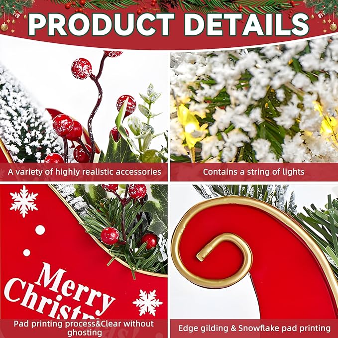 Christmas Table Decorations Christmas Sleigh Table Decor Christmas Table Decorations Small Santa Sleigh with Pine Twigs & Red Berries, Festive Holiday Centerpiece for Home Office Party Decor