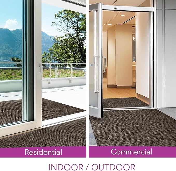 iCustomRug Hallway Runner Rug – 3x14ft Brown, Indoor/Outdoor, Non-Slip Rubber Backing, Low-Profile All-Weather Carpet, Non-Shedding & Easy Care, Entryway Mat Ideal for High Traffic Areas