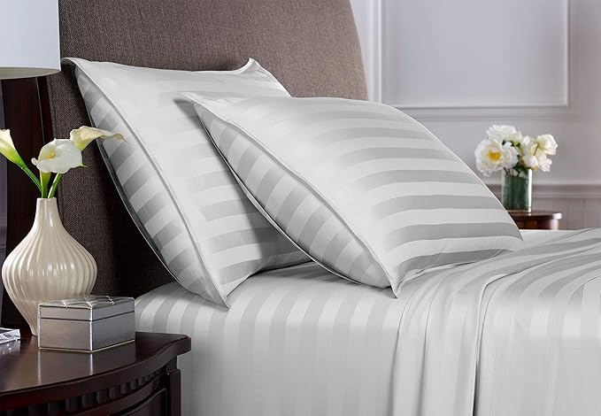 King Sheets by Pure Bamboo, Genuine 100% Organic Viscose Derived from Bamboo Bed Sheet Set, Luxuriously Soft & Cooling, Double Stitching, Lifetime Quality Promise (King, Jacquard White)