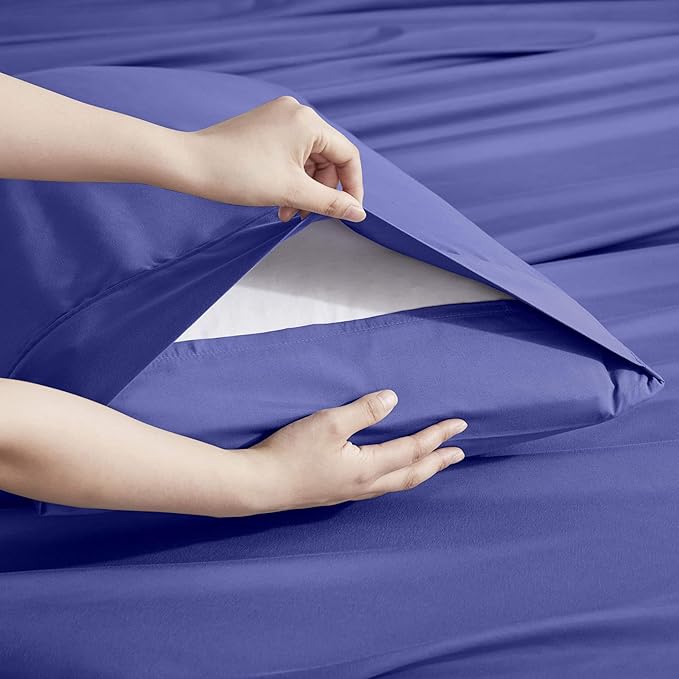 Nestl Extra Deep Twin Sheet Set - 4 Piece Breathable & Cooling Sheets - Hotel Luxury Bedding Set w/18-24 Inch Deep Pockets - Easy & Secure Fit - Super Soft, Wrinkle Free & Comfy - Royal Blue