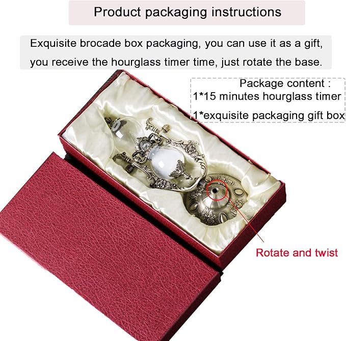Hourglass Timer, 15 Minutes Embossed Golden Hourglass Timer,Used for Vintage Home Decoration, Office/Desk Decoration, Kitchen Wedding Gifts (P1-G42U-8VJR)