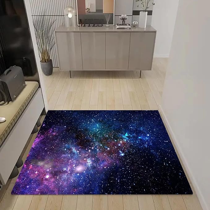 kxry 6 * 9 Feet Galaxy Soft Area Rugs for Kids Girls Boys Blue and Purple Outer Space Starry Sky Universe Floor Carpet for Living Room Bedroom Dorms Nursery Rooms Home Decor Aesthetic
