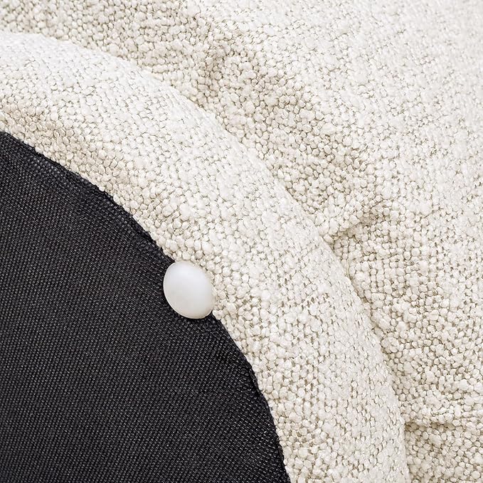 15" Small Foot Stool Ottoman Cute Foot Rest Round Mushroom Ottomans Modern Boucle Footstool Shoe Stool for Couch for Living Room Bedroom Entrance Beige