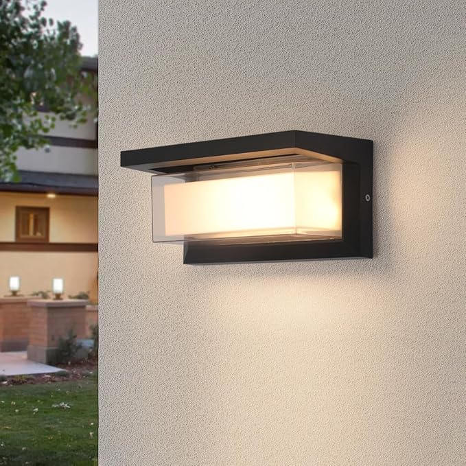 Outdoor Modern Wall Sconce Lights,Dimmable Indoor Wall Light Fixtures,3 Color 3000K/4000K/6500K Adjustable,24W Exterior Wall Lighting,Waterproof Outdoor Porch Light,2160LM Indoor Wall Sconce 1 Pack