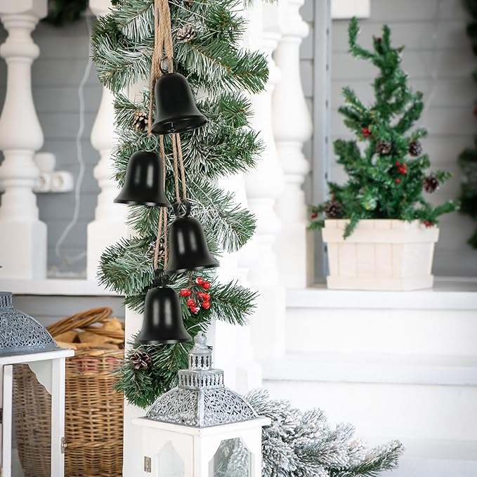 styleonme Styleonme Decorative Bells, Christmas Bells, Metal Indoor and Outdoor Blessing Bells, 4-Piece Set of Harmonious Bells, Vintage Handmade and Rustic Lucky Christmas Bells Hanging on a Rope